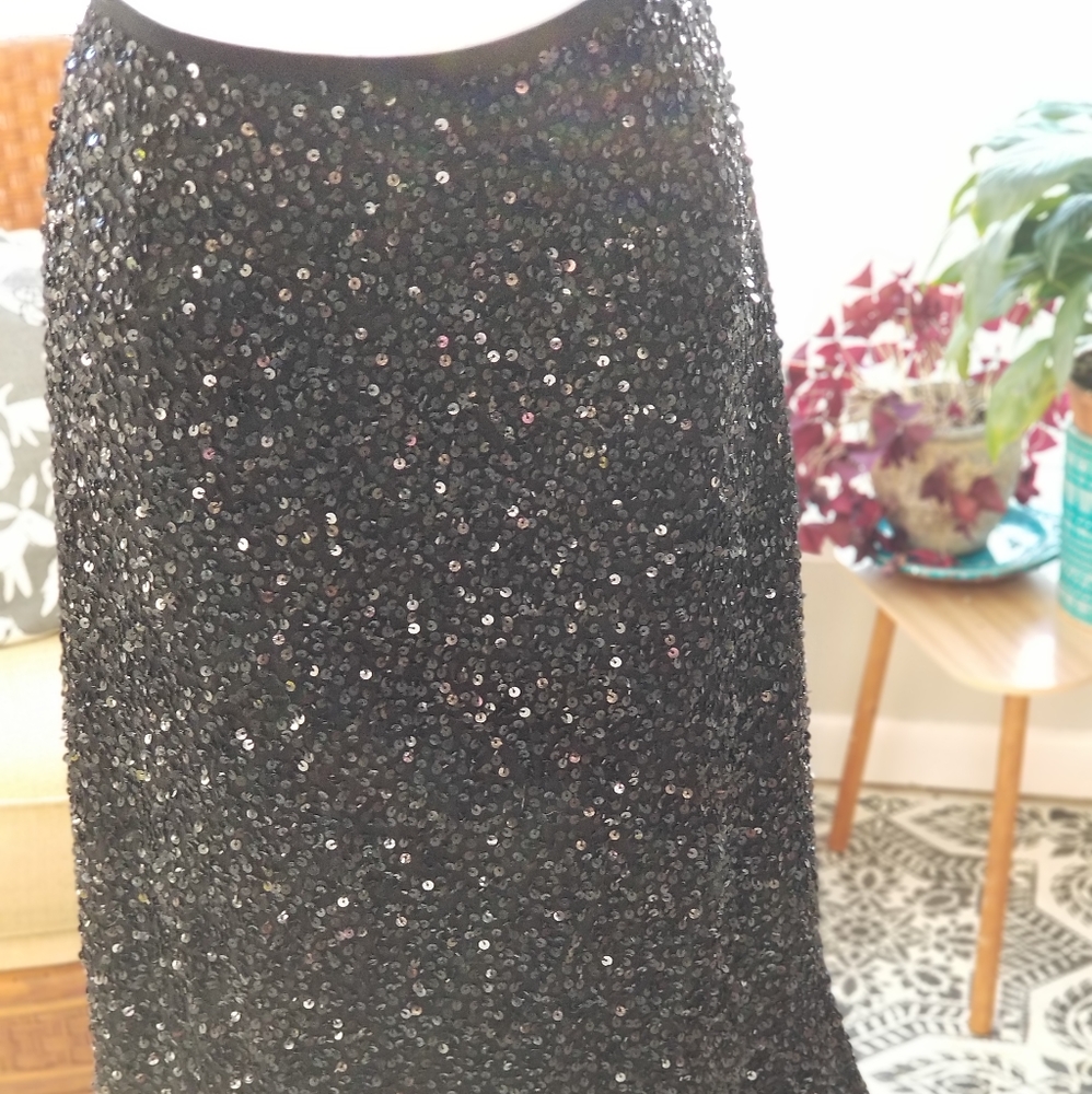 Black sequined skirt